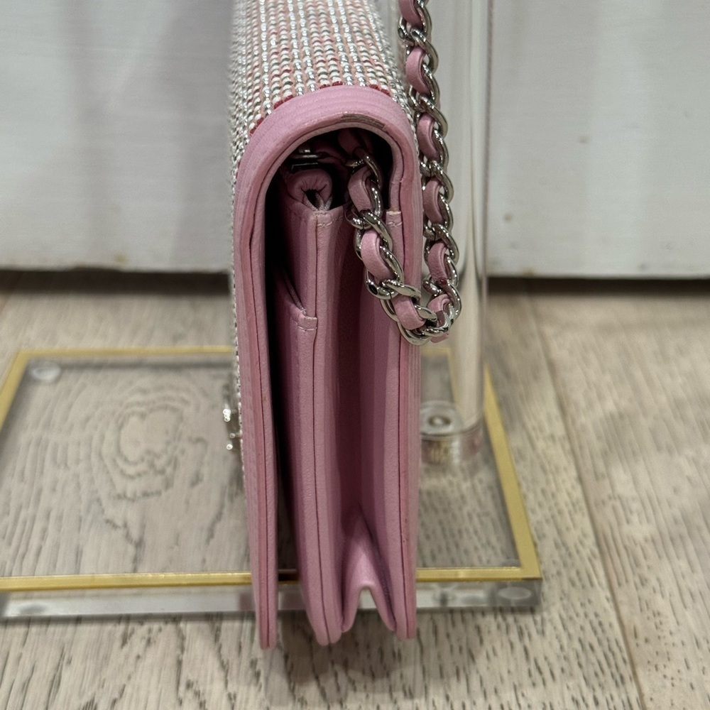 CHANEL Pink Crystal Boy WOC Lambskin Leather CC Crossbody Bag A80287 EUC COA LTD - Picture 8 of 16